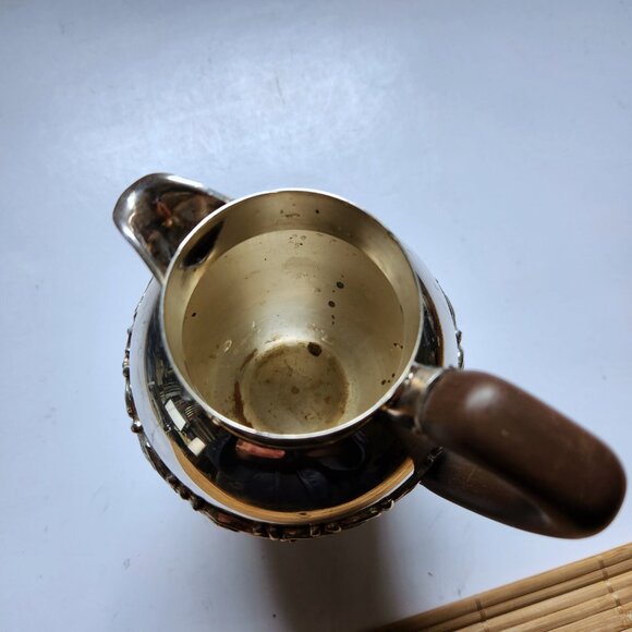 Marlboro Plate Silverplat Creamer E.P. Copper Small Pitcher Wood Handle Lidded - Picture 10 of 10